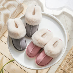 2022 Winter Warm Home Fur Slippers Women Luxury Faux Suede Plush Couple Cotton Shoes Indoor Bedroom Flat Heels Fluffy Slippers