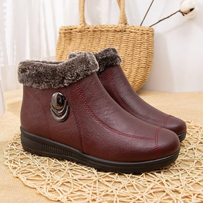 2022 Top Quality Mom Leather Ankle Boots Women Non-slip Winter Fur Snow Boots Female Wedge Oxford Sneakers Womens Winter Shoes