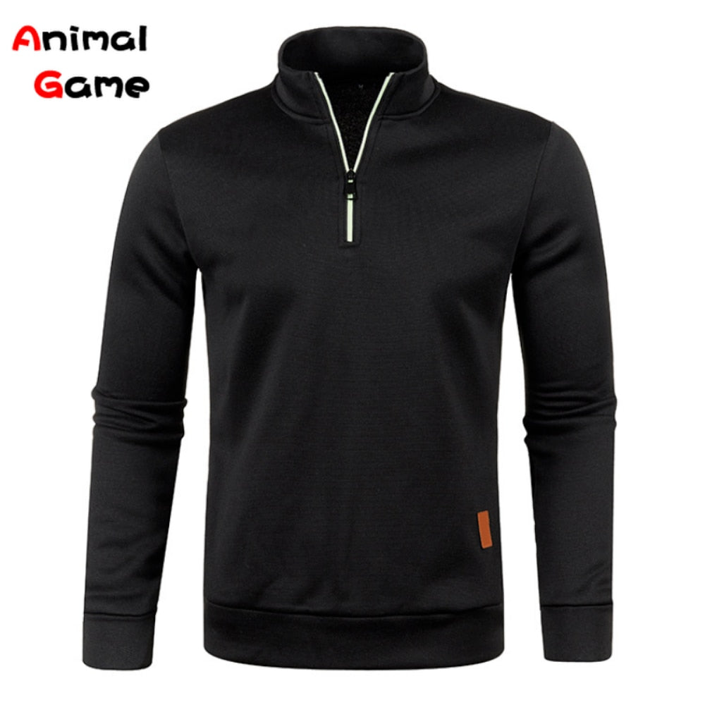 Spring Men&#39;s Thicker Sweatshirts Half Zipper Pullover for Male Hoody Man Sweatshir Autumn Solid Color Turtleneck Sweaters