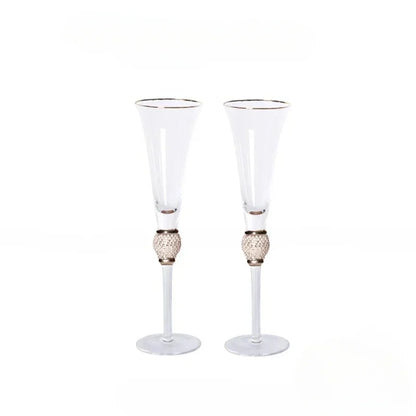 Taças de Cristal Luxo com Borda Dourada e Acabamento Diamante