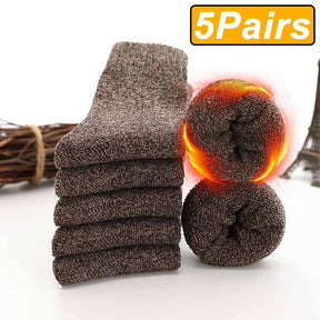 5Pairs Winter Warm Women Socks Wool Male Men Socks Super Thicker Solid Socks Merino Wool Socks Against Cold Snow Terry Socks