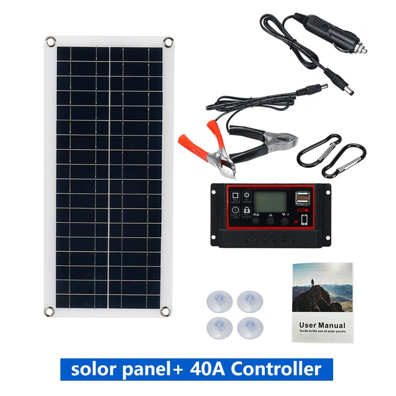 From 20W-1000W Solar Panel 12V Solar Cell 10A-100A Controller Solar Panel for Phone Car MP3 PAD Charger Outdoor Battery Supply