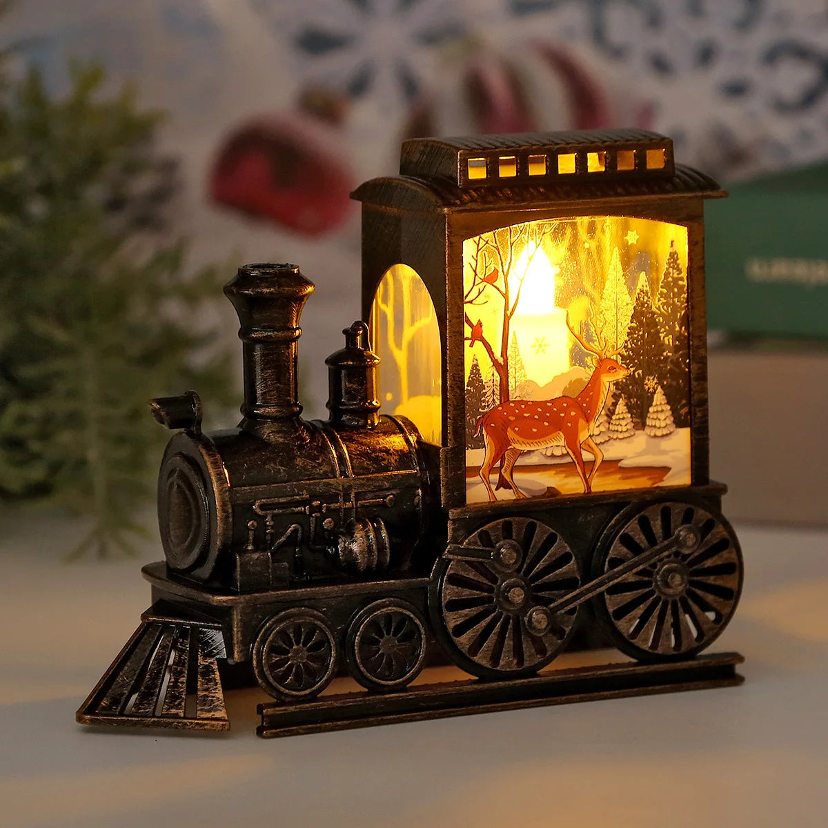 Lanterna Vintage de Trem Natalino com LED