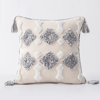 Capa de Almofada Boho Marrocos Tufted com Borlas