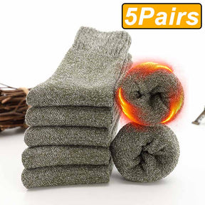 5Pairs Winter Warm Women Socks Wool Male Men Socks Super Thicker Solid Socks Merino Wool Socks Against Cold Snow Terry Socks