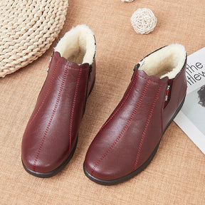 2022 Top Quality Mom Leather Ankle Boots Women Non-slip Winter Fur Snow Boots Female Wedge Oxford Sneakers Womens Winter Shoes