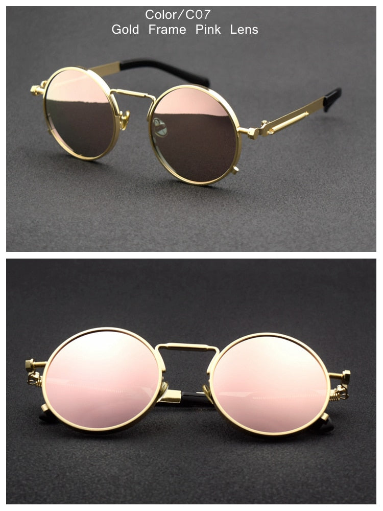 TUZENGYONG Classic Gothic Steampunk Polarized Sunglasses Men Women Brand Designer Vintage Round Metal Frame Sun Glasses UV400