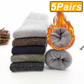 5Pairs Winter Warm Women Socks Wool Male Men Socks Super Thicker Solid Socks Merino Wool Socks Against Cold Snow Terry Socks