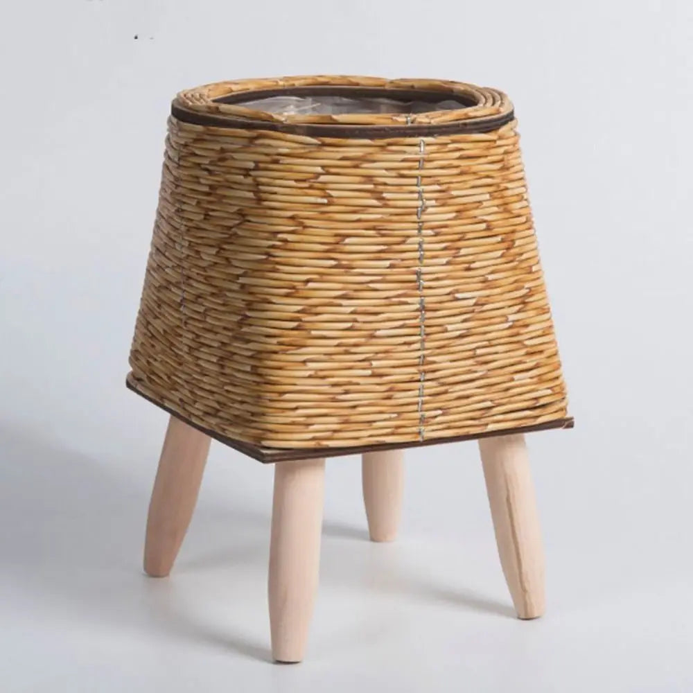 Vaso de Flores em Rattan Quadrado com Design Elegante e Pernas Removíveis