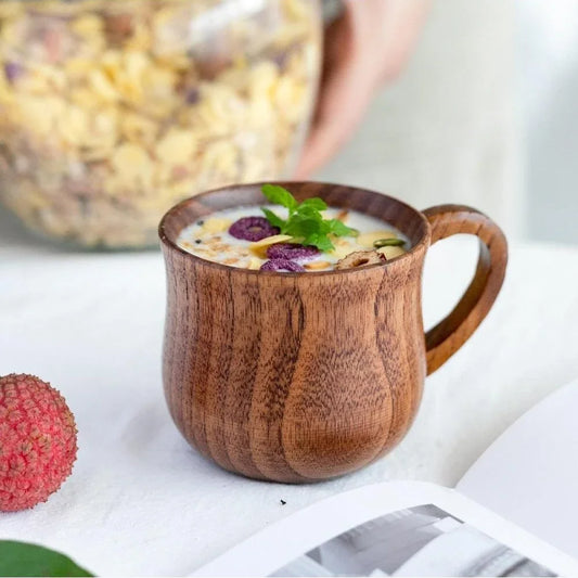 Caneca de Madeira com Alça Minimalista - Macasishop