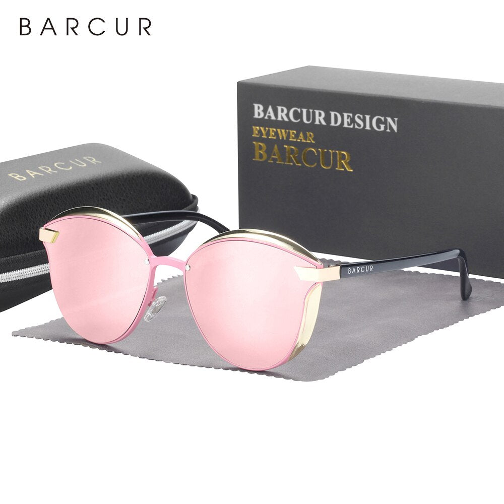 BARCUR Style Polarized Sunglasses For Women Catmore Round Sun Glass Ladies Woman Eyewear Accessory UVAB Protection