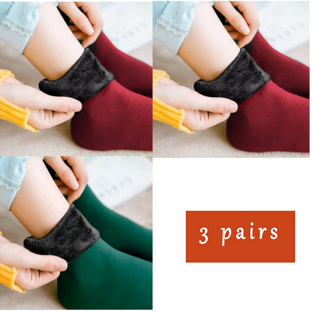 3 Pairs Lot Women Men Winter Warm Thicken Thermal Snow Socks Solid Color Floor Socks Soft Velvet Wool Cashmere Home Dropshipping