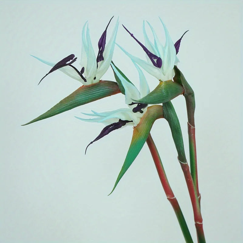 Artificial Bird of Paradise Flores, Strelitzia Borracha, Long Stem, adequado para DIY, Home Party, Decoração Tema, 24,5 polegadas, 3PCs