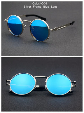 TUZENGYONG Classic Gothic Steampunk Polarized Sunglasses Men Women Brand Designer Vintage Round Metal Frame Sun Glasses UV400