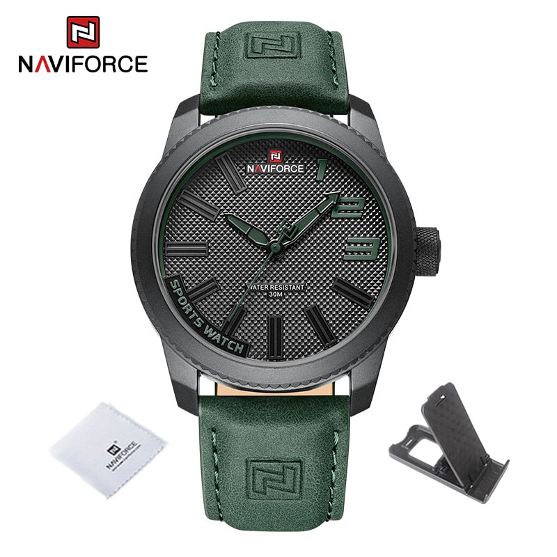 NAVIFORCE Popular Male Wristwatch Military Sports Shockproof Waterproof Leather Watch Men Fashion Casual Clock Relogio Masculino