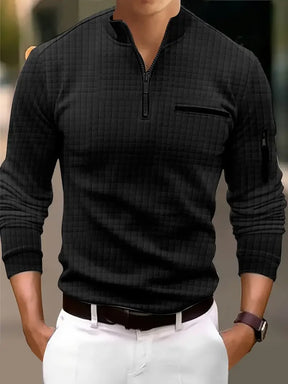 Camisa Polo Masculina Xadrez com Zíper e Bolso