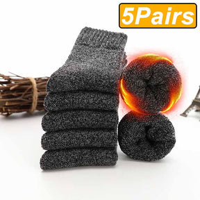 5Pairs Winter Warm Women Socks Wool Male Men Socks Super Thicker Solid Socks Merino Wool Socks Against Cold Snow Terry Socks