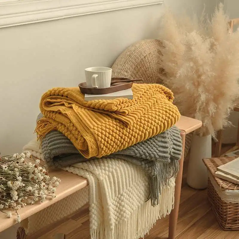 Manta Boho Luxo Texturizada para Sofá