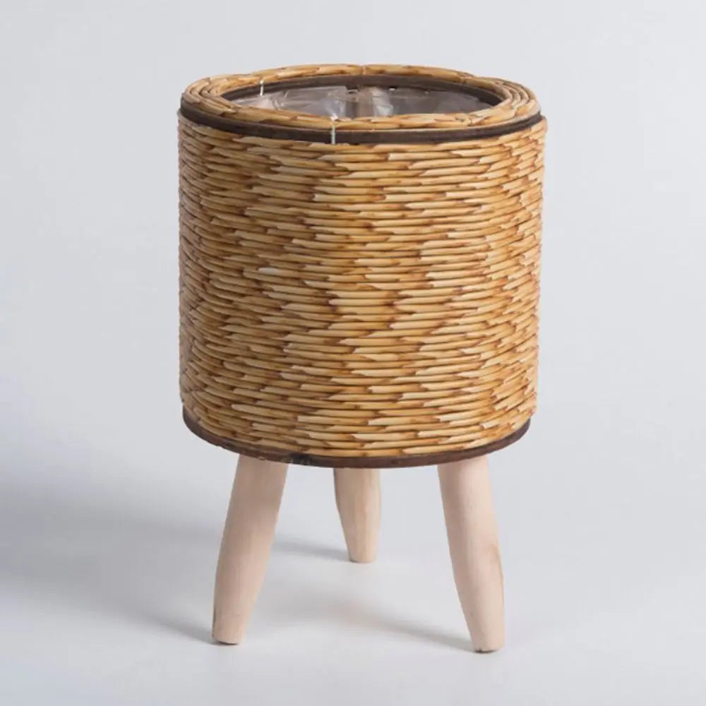 Vaso de Flores em Rattan Cilíndrico com Design Elegante e Pernas Removíveis