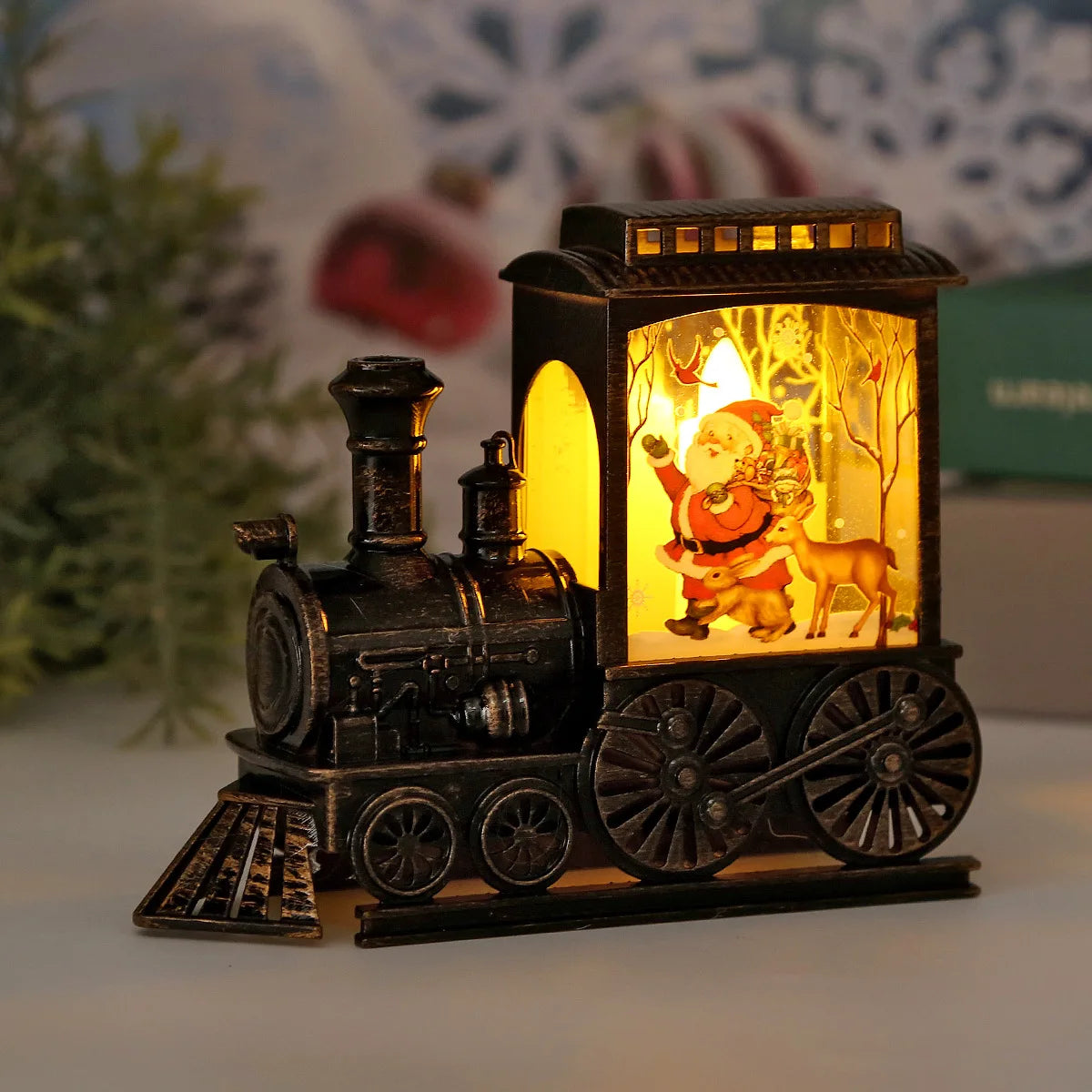 Lanterna Vintage de Trem Natalino com LED