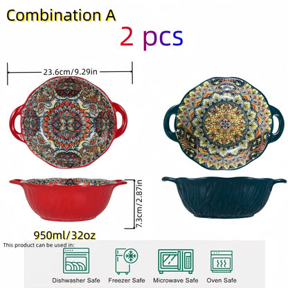 Tigela Boêmia de Cerâmica com 2 Alças - Elegância e Praticidade