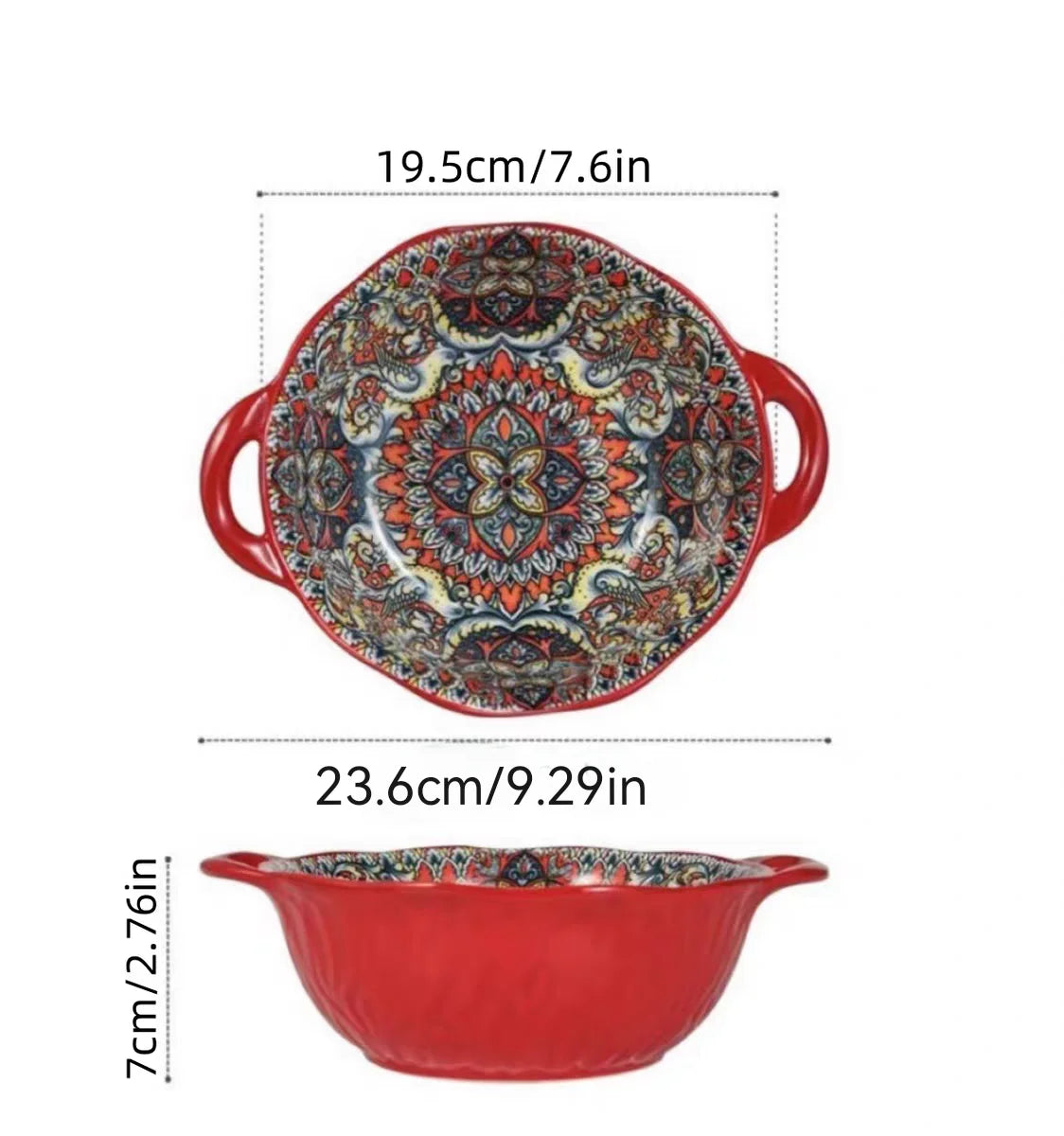 Tigela Boêmia de Cerâmica com 2 Alças - Elegância e Praticidade