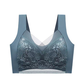 Top High Quality Lace Ladies Underwear Sexy and Comfortable No Steel Rings Fixed Cups Gathered Small Large Size Bra Thin Section