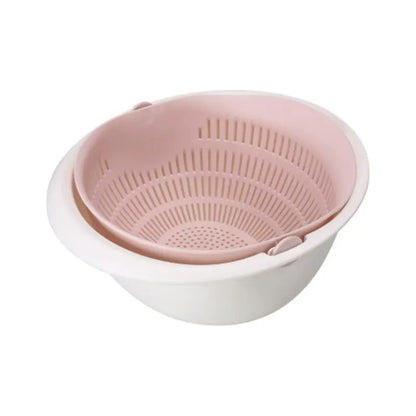 Bandeja de frutas de cozinha removível dupla camada bacia de frutas e vegetais cesta de drenagem criativa casa rotativa cesta de lavagem