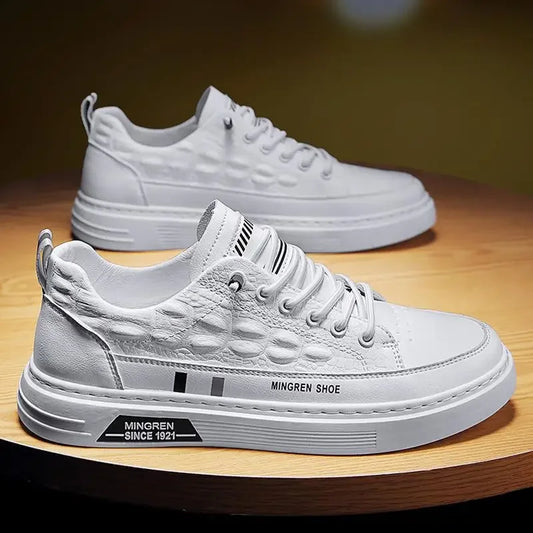 Tênis Casual Masculino de Luxo com Padrão Crocodilo
