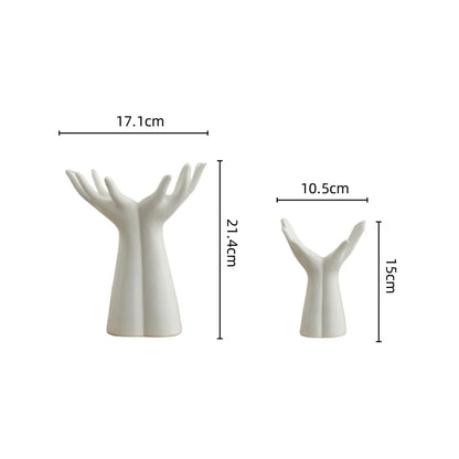 Vaso Escultural de Ceramica com Medidas dos Dois Vasos