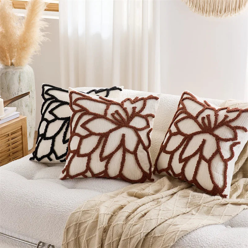 Capa de Almofada Floral Tufted - Toque de Elegância e Conforto