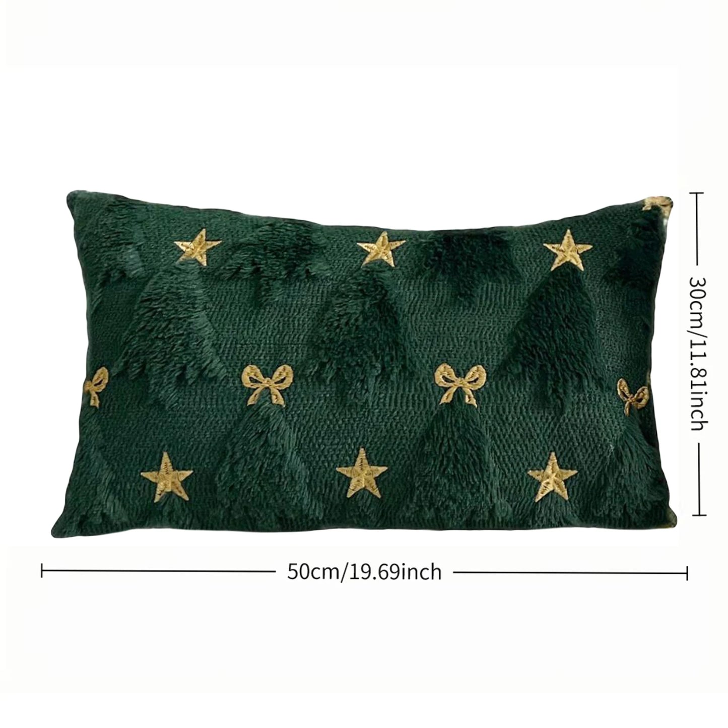 Capa de Almofada Natalinas Luxo com Bordado Estrela e Laço