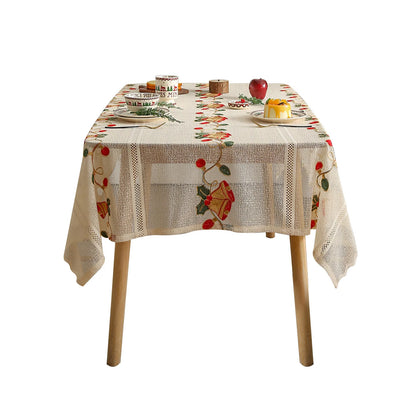 Toalha de Mesa Natalina Bordada com Renda Elegante