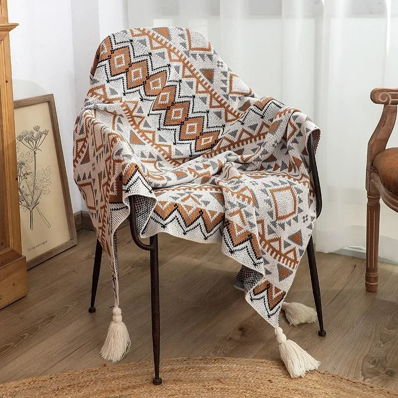 Manta Boêmia Para Sofá de Lã - Sofisticação e Conforto