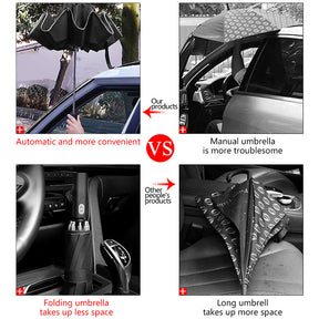 Windproof Reverse Automatic Umbrella Rain Women Men Car Large Business 3Folding Umbrellas 10 Ribs Reflective Stripe Paraguas