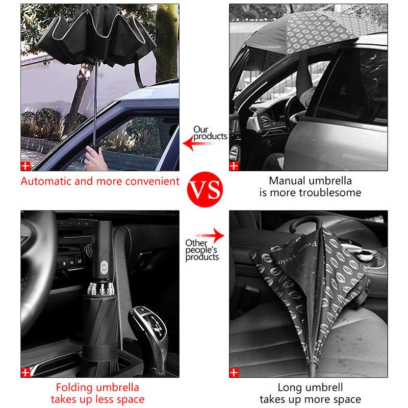 Windproof Reverse Automatic Umbrella Rain Women Men Car Large Business 3Folding Umbrellas 10 Ribs Reflective Stripe Paraguas