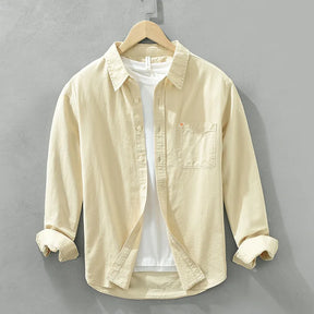 Camisa Masculina de Algodão - Estilo Japonês Elegante