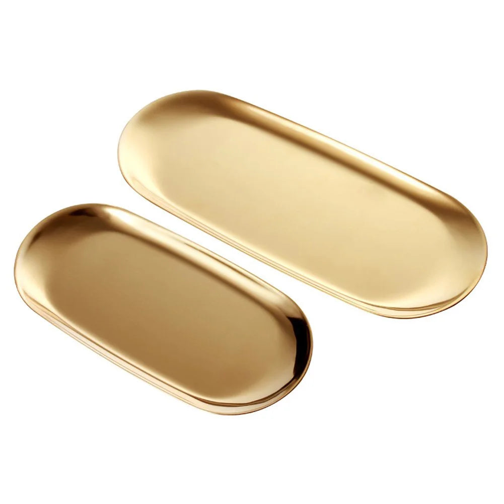 Bandeja De Armazenamento De Ouro De Aço Inoxidável, Placa De Exibição De Frutas e Jóias, Vaidade Da Cozinha, Ferramentas Organizadoras, Rack De Banheiro De Metal