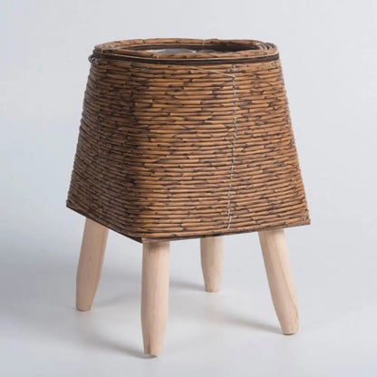 Vaso de Flores em Rattan Quadrado com Design Elegante e Pernas Removíveis