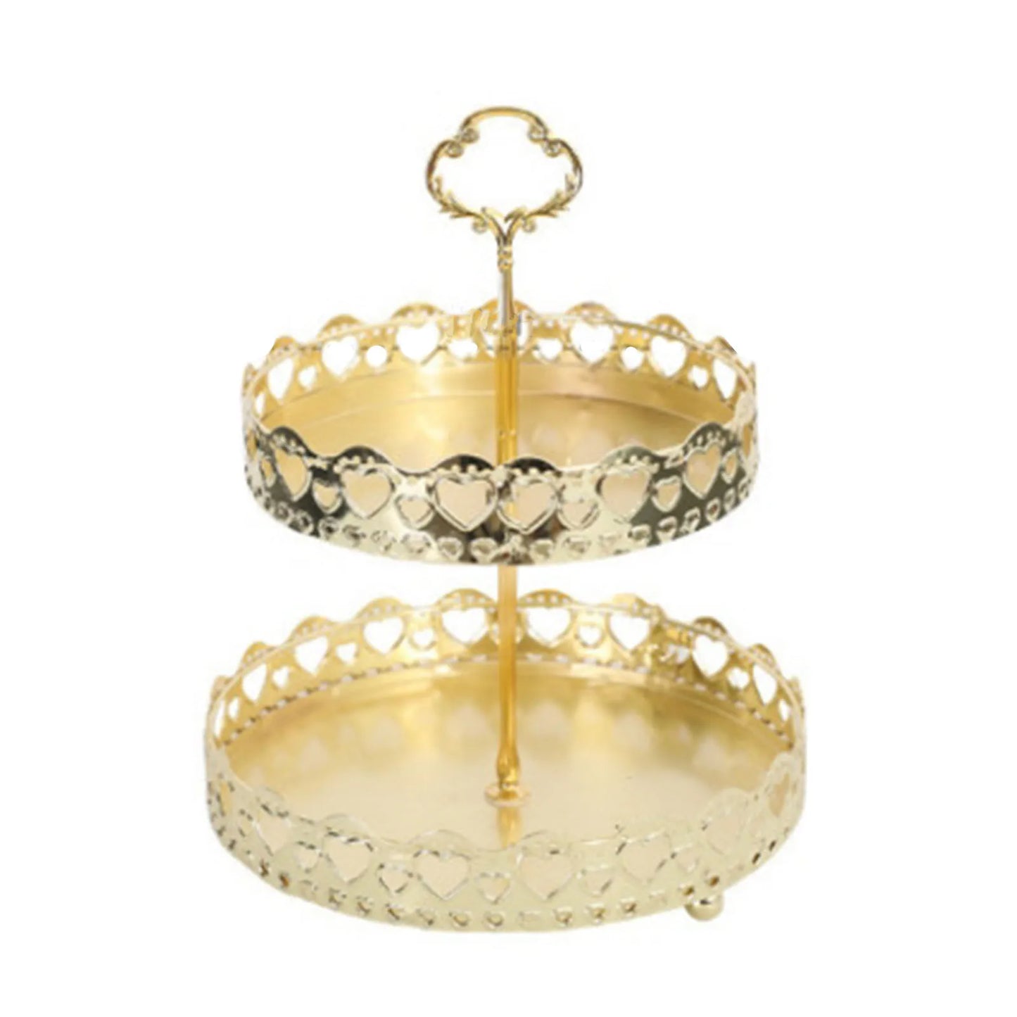 Bandeja Decorativa Dupla de Cobre Dourado para Sobremesas