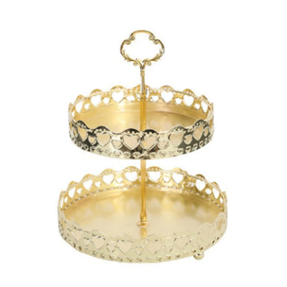 Bandeja Decorativa Dupla de Cobre Dourado para Sobremesas