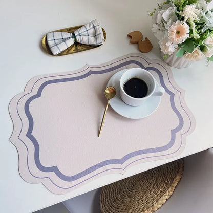 Esteira de mesa de couro leve retro, decoração de cozinha de luxo, comida ocidental romântica, isolamento térmico