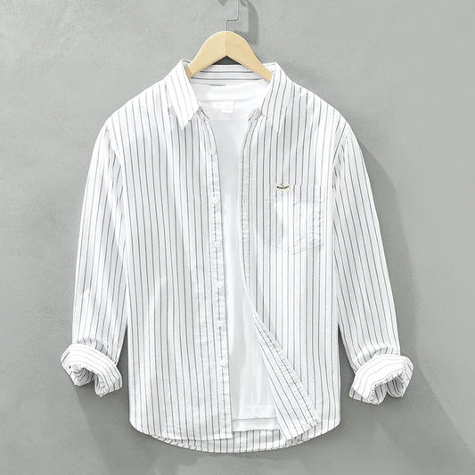 Camisa Masculina Listrada de Algodão - Elegância Casual