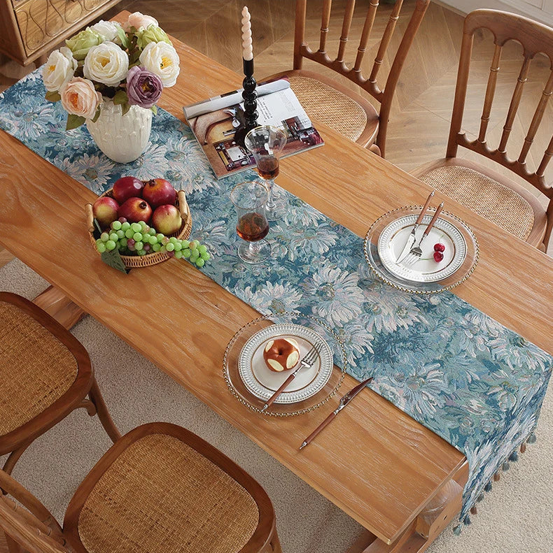 Caminho de Mesa Jacquard com Borlas - Elegância na Mesa