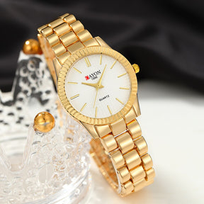 CAYON 6pcs Dainty Women Quartz Watch With Jewelry Set Fashion Round Women Watch Rhinestone Necklace Bracelet Earrings Ring Set