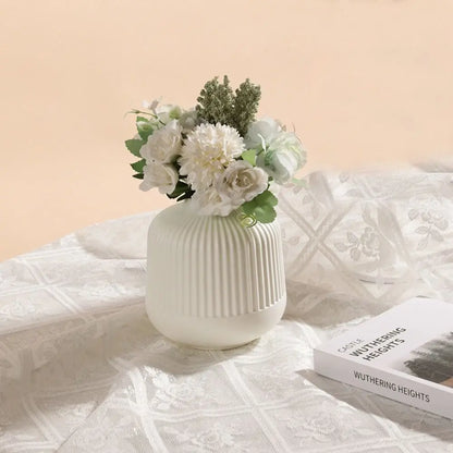 Vaso De Flor De Cerâmica De Imitação, Cor Sólida, Estilo Nórdico, Vaso De Flores, Cesta De Plástico, Decoração De Sala De Estar
