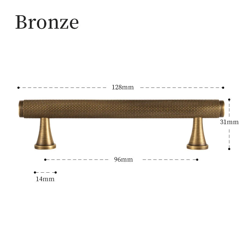 Puxadores de Bronze com Padrão Knurl Elegantes para Móveis