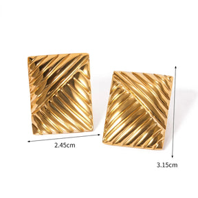 Brinco Quadrado de Cor Dourada para Mulheres, Aço Inoxidável, Banhado a Ouro, Impermeável, Jóias para Meninas, Moda