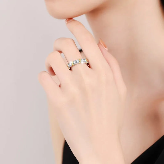 Anel de Eternidade Moissanite Luxo em Prata 925
