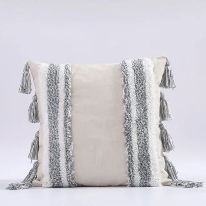 Capa de Almofada Boho Marrocos Tufted com Borlas